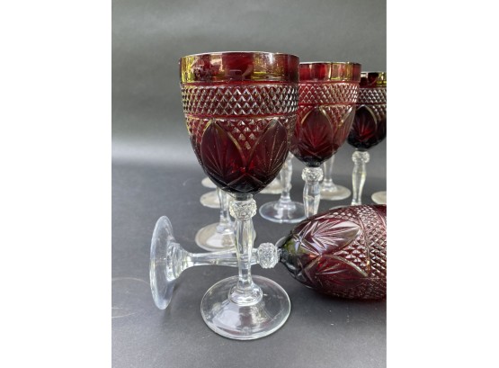 Pressed Ruby Red Glass Goblets