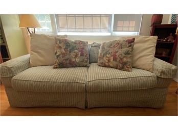 Super Comfy Sofa In Sage & Cream Stripe By Rowe