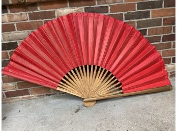 Giant Vintage Red Paper Fan