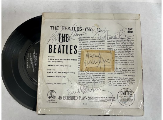 Beatles EP Autographed By ALL 4 Beatles And Kenny Lynch!  **RARE**