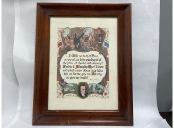 Vintage Framed Print Of Patrick Henry Quote '...give Me Liberty Or Give Me Death'