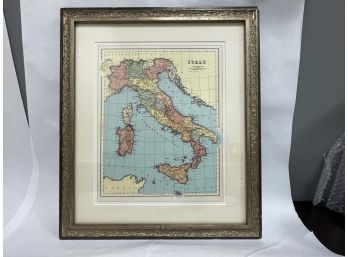Framed Print Of Map Of Italy