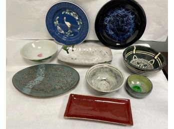 Mixed Lot Of Platters, Serving Dishes, Bowls. Most Are Handmade