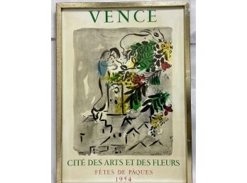 Vintage Framed Poster Of Vence By Marc Chagall