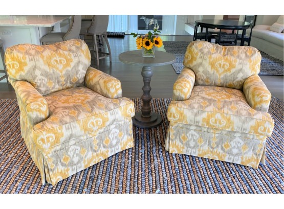 Ikat Upholstered Swivel Chairs