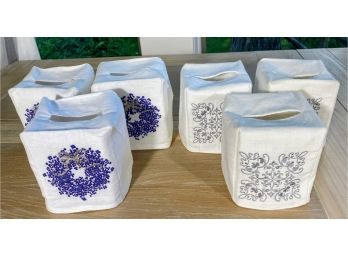 Set Of 6 Embroidered Tissue Box Covers