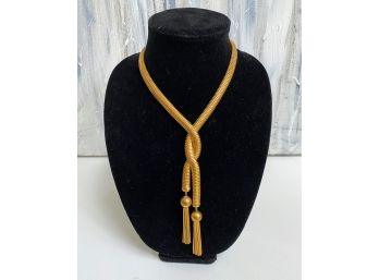 Gold Cord Twist Tassel  Costume Necklace