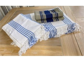 Pair Of Pine Cone Hill French Blue Throws