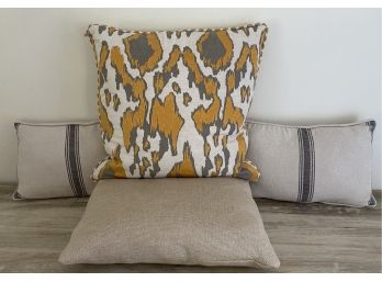 Pillow Grouping - Mustard Ikat And Lumbars
