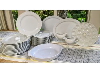 Large White Dish Lot - Including 20 Pottery Barn Large Dinner Plates