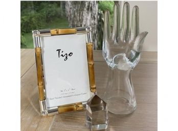 Decor Grouping - Glass Hand, Prism, New In Box Tizio Frame