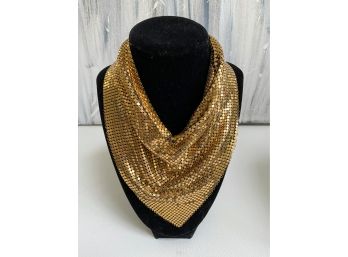 Gold Mesh Kerchief Vintage Necklace