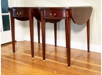 A Pair Of Mahogany Drop Leaf End Tables By Hickory Chair