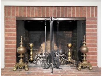 Two Pair Antique Brass Fireplace Andirons (No Tools)