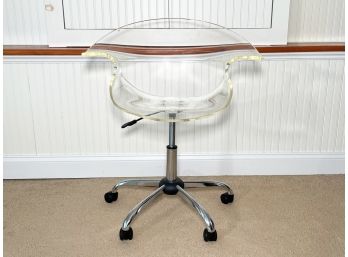 A Modern Lucite And Chrome Adjustable Height Office Chair