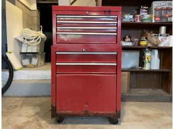 A Metal Two Tiered Tool Box