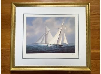 A Framed Nautical Lithograph, Signed Thompson