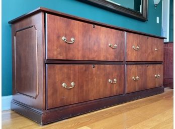 A Large Paneled Wood Office Credenza - 4 File Drawers