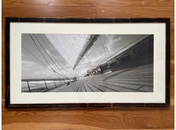 A Framed Nautical Photograph In Distressed Wood Frame