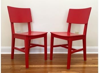 A Pair Of Modern Painted Wood Side Chairs