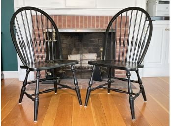 A Pair Of Solid Wood Windsor Chairs