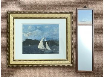 A Sailing Themed Painting And Trumeau Mirror
