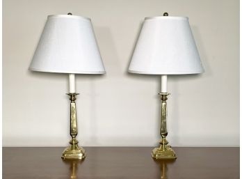 A Pair Of Solid Brass Lamps