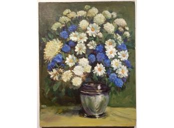 Unknown Artsit- Flowers In Vase - Original Artist Signed - Oil On Canvas