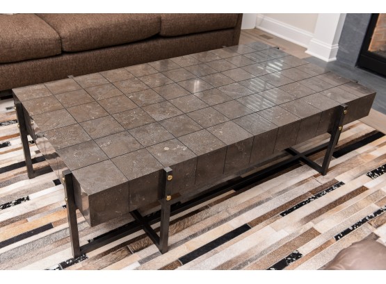 ARHAUS Lucano Rectangle Marble And Iron Coffee Table (RETAIL $2,099)