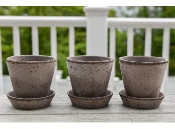 Set Of Three Sergs Julie Italian Small Planters With Drainage Plates