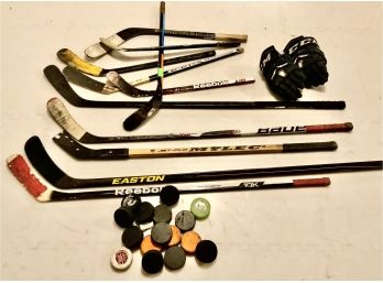 Hockey Equipment ~ Sticks Easton, Reebok & More ~ Plus Pucks