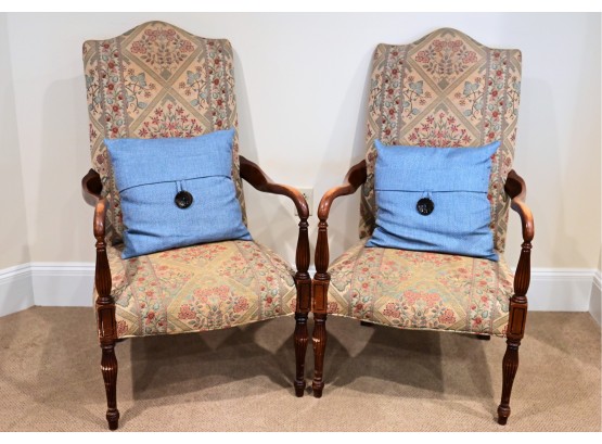Pair Of Floral Print Arm Chairs