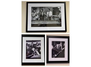 Rat Pack Black And White Framed Billiard Pictures