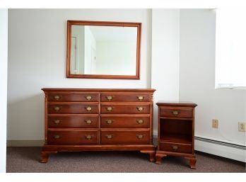 Matching Wood Dresser, Nightstand And Mirror Set