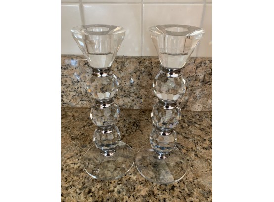Beautiful Shannon Crystal Candle Holders