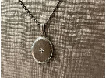 Sterling Silver Locket Pendant On Sterling Chain