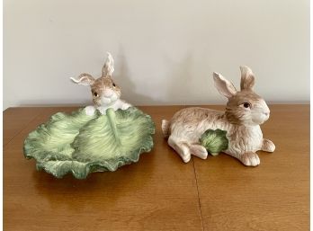 Kaldun & Bogle Ceramic Bunny And Cabbage Decor