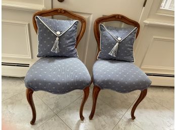 Pair Of Antique Balloon Back Chairs With Custom 'Envelope' Style Pillows