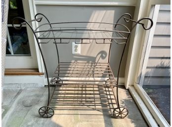 Decorative Iron Bar Cart With Glass Shelf