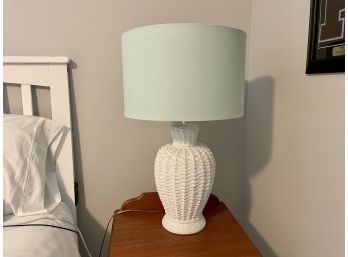 Ceramic Basketweave Form Lamp With Sea Foam Green Shade