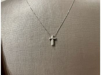Italian 18K White Gold Cross Necklace