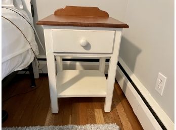 Ethan Allen White Nightstand With Wood Surface