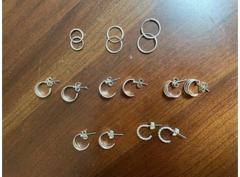 Eight Pair Of Small Hoop Fashion Earrings