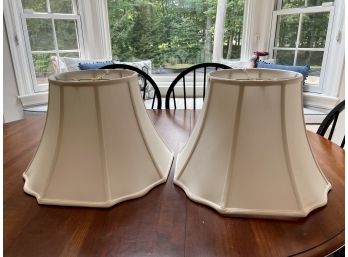 Pair Of Beautiful Silk Lamp Shades With Scalloped Edges