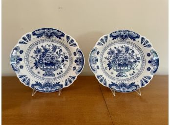 Pair Of Japanese 'Blue Basket' Ceramic Plates