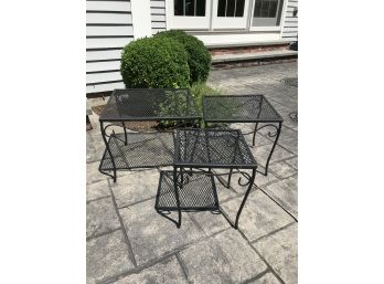 Trio Of Outdoor Wrought Iron Nesting Tables
