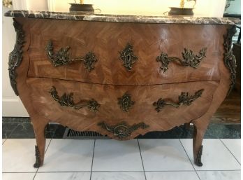 Antique Kingwood And Parquetry Commode With Finest Quality Marble Top From London