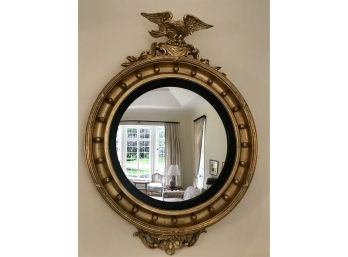 Late XVIII Century Bulls Eye Convex Mirror Featuring An Eagle With Spread Wings