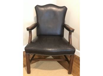 Leather Accent Chair With Nail Head Trim