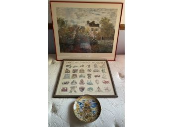 Two Museum Posters And Decorative Plate